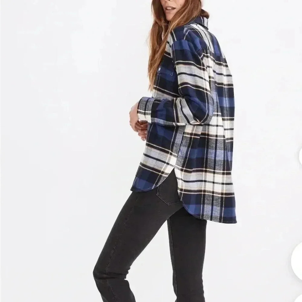 Madewell shirt | Madewell plaid flannel blue yellow size S